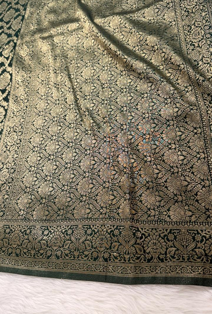 Bottle Green Banarasi Georgette Saree