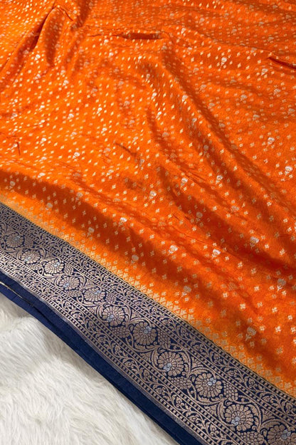 Orange Semisilk Banarasi Saree