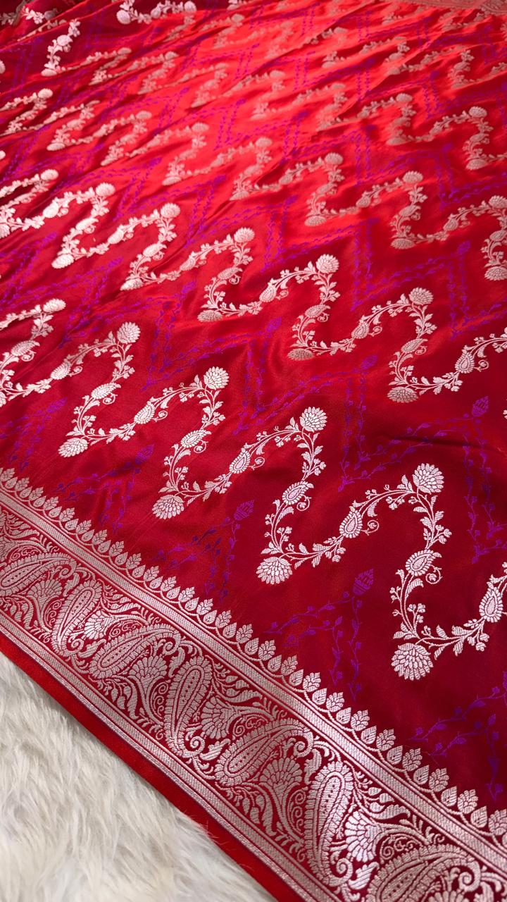 Maroon Mashru Banarasi Saree