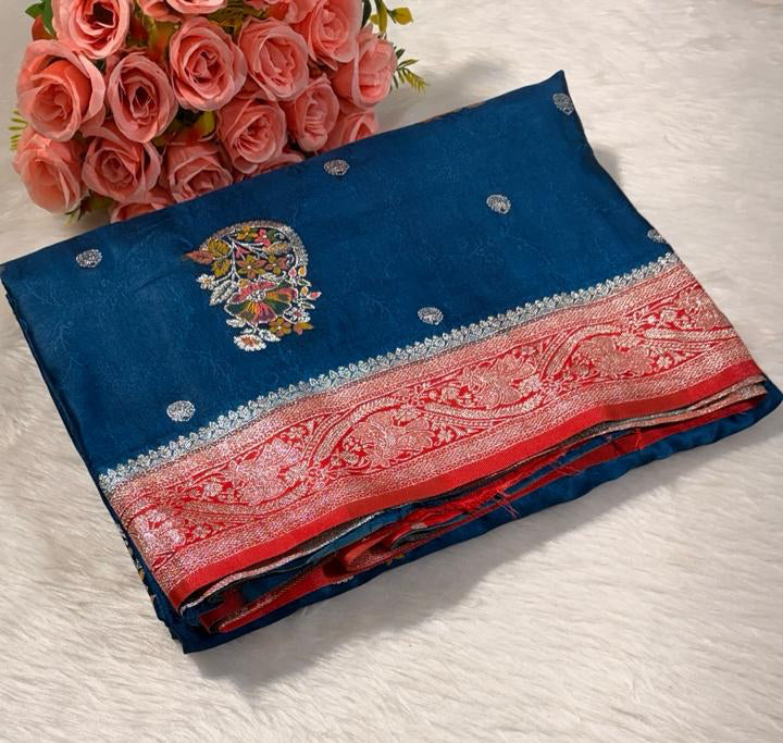 Blue banarasi saree