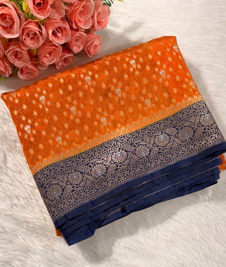 Orange banarasi saree