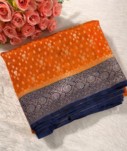 Orange banarasi saree