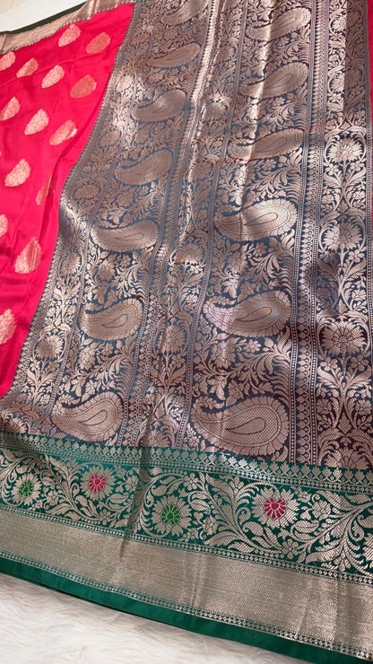 Rani Pink Semisilk Banarasi Saree