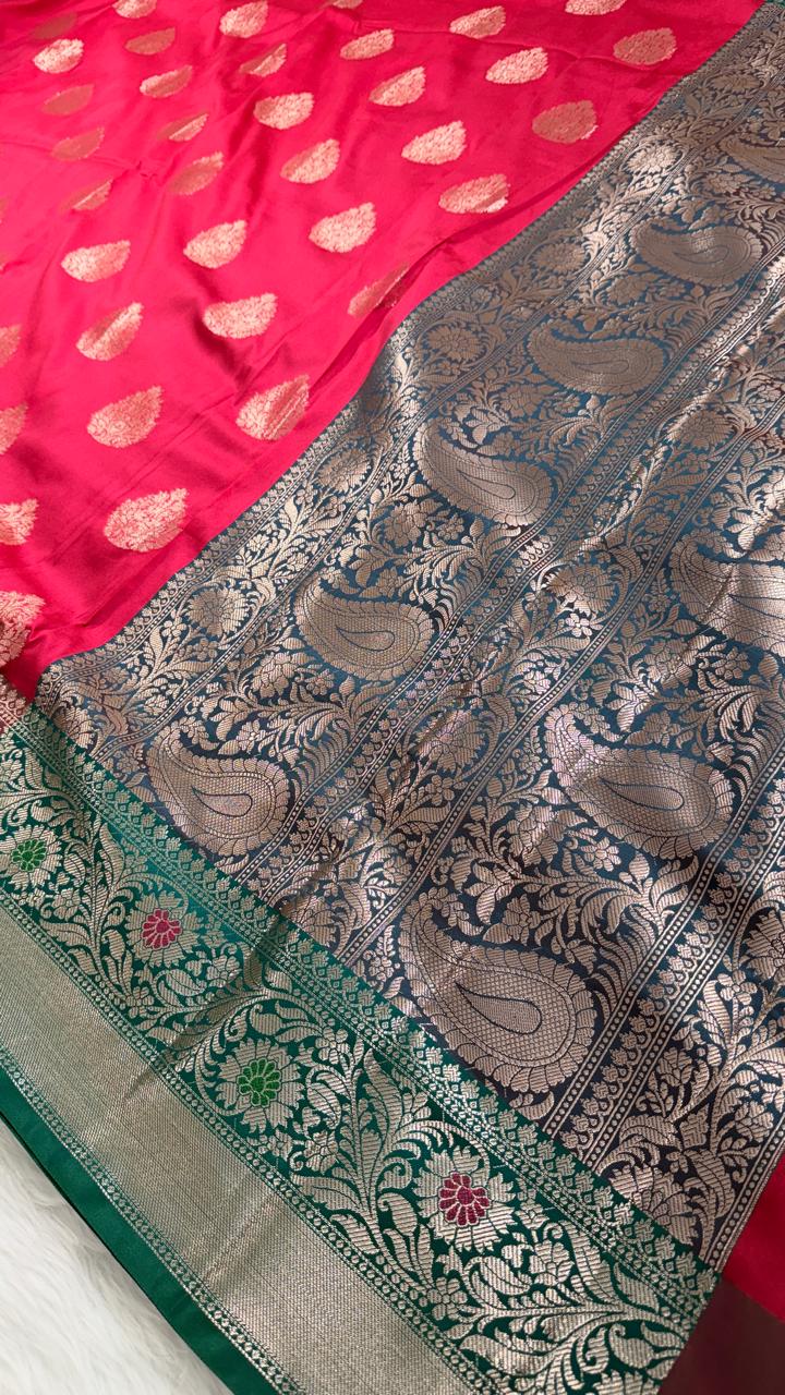 Rani Pink Semisilk Banarasi Saree