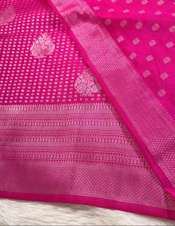 Rose Pink Semisilk Banarasi Saree
