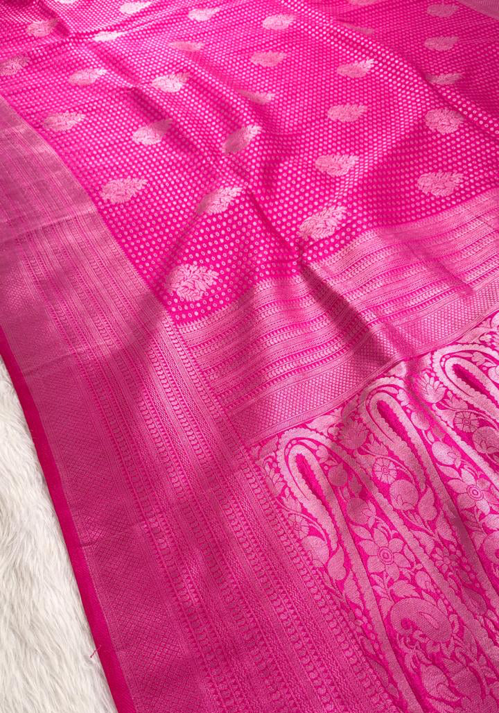 Rose Pink Semisilk Banarasi Saree
