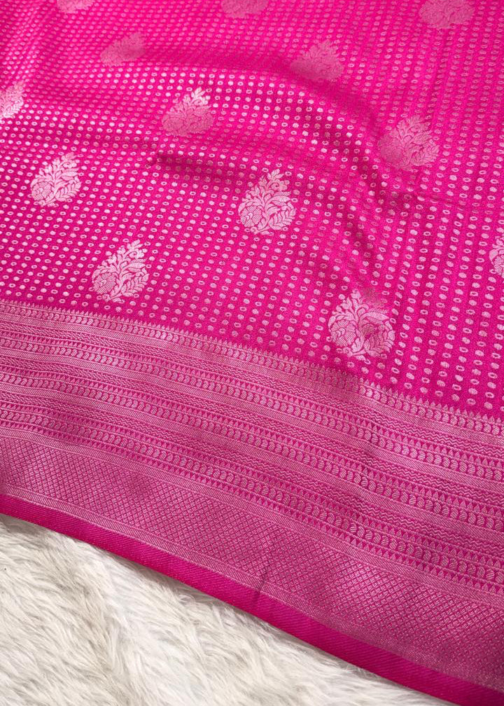 Rose Pink Semisilk Banarasi Saree