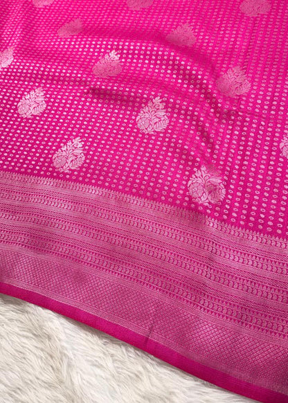 Rose Pink Semisilk Banarasi Saree