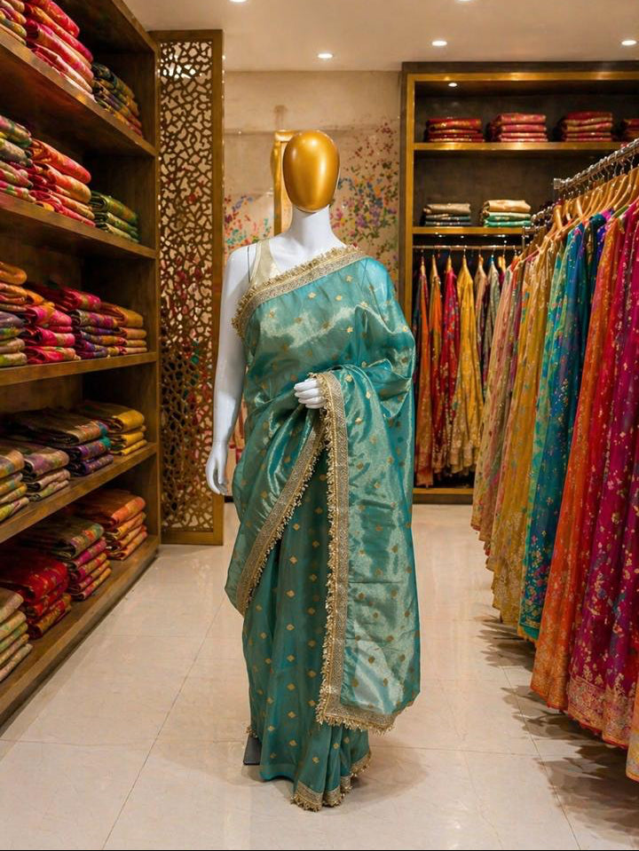 Blue Tissue Banarasi Saree