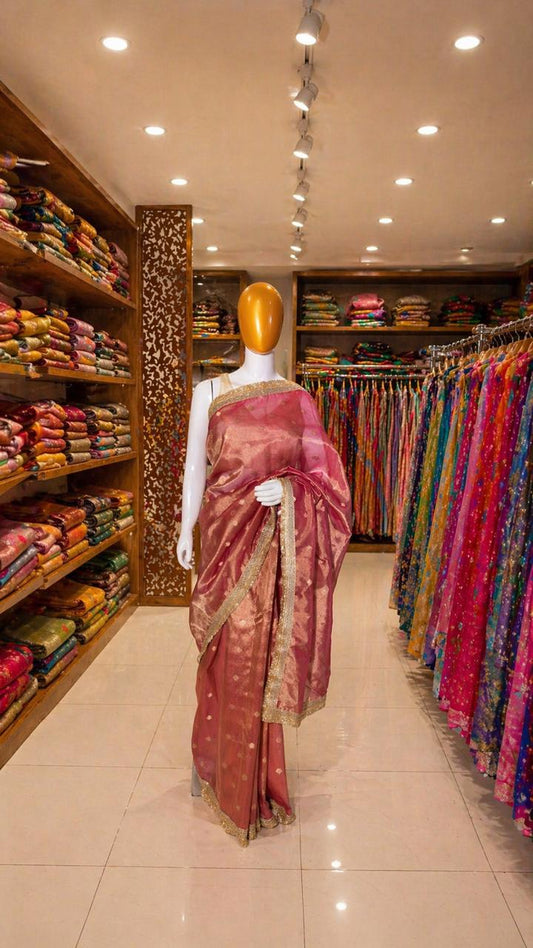 Pink Tissue Banarasi Saree