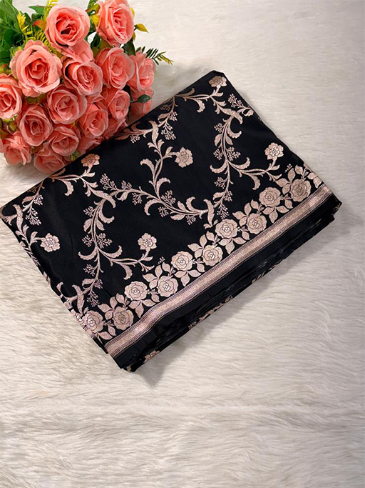 Black Mashru Banarasi Saree