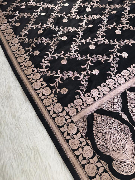 Black Mashru Banarasi Saree